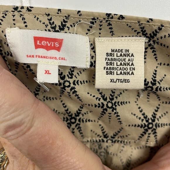 Levi’s Womens Sundress XL Cream Black Slip Straps Star Pattern Back Zip Summer - Picture 2 of 12